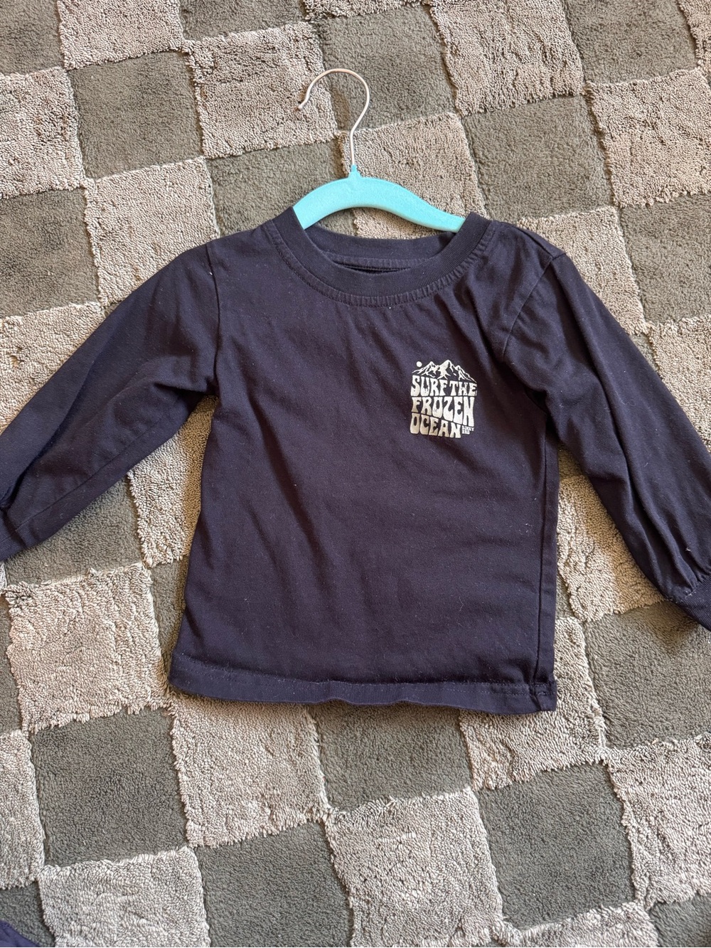 Kids Black Long-Sleeve Graphic Tee - Surf The Frozen Ocean